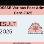 DSSSB Various Post Admit Card 2025