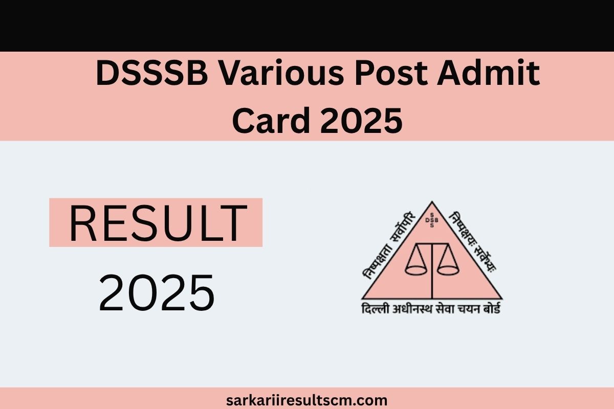 DSSSB Various Post Admit Card 2025