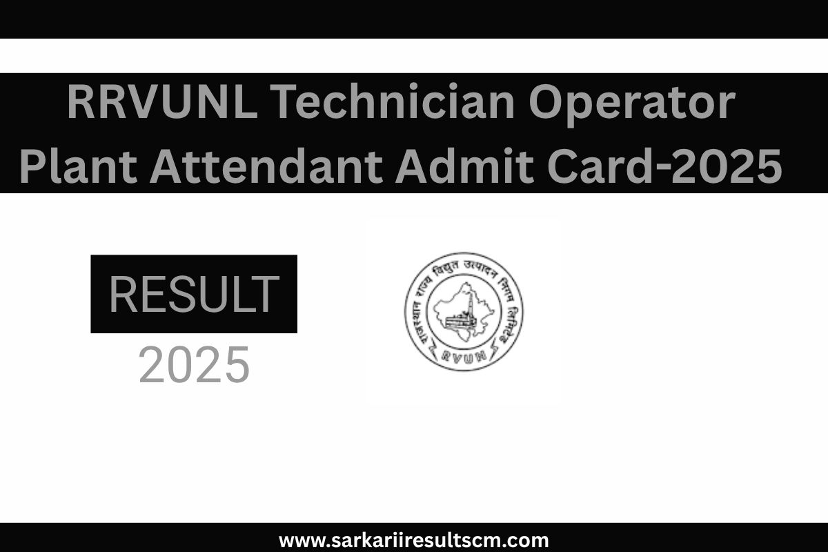 RRVUNL Technician Operator Plant Attendant Admit Card-2025